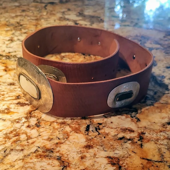 Chico's Brown Leather Belt with Silver-Tone Conchos - Picture 11 of 14